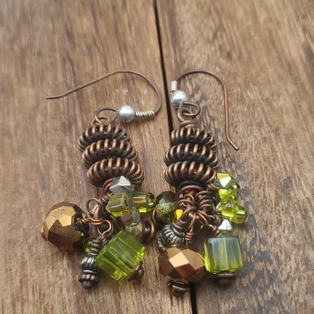 Fairy core green lands acorn drop peridot crystal earrings‎ E740